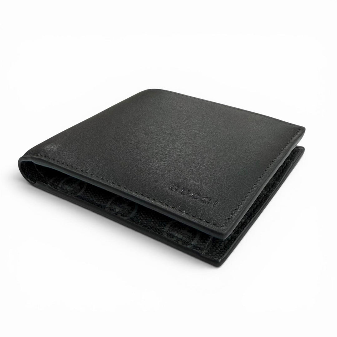 Pristine GUCCI Bifold Wallet black leather mens 818946