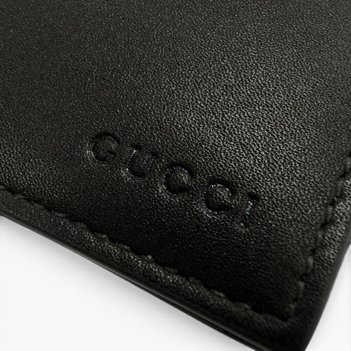 Pristine GUCCI Bifold Wallet black leather mens 818946