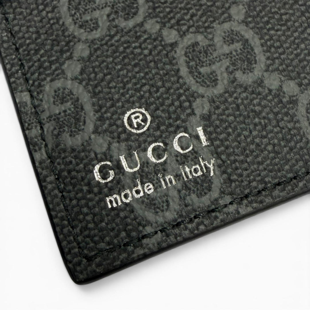Pristine GUCCI Bifold Wallet black leather mens 818946
