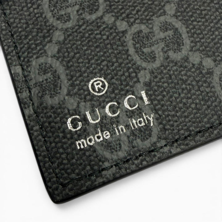 Pristine GUCCI Bifold Wallet black leather mens 818946