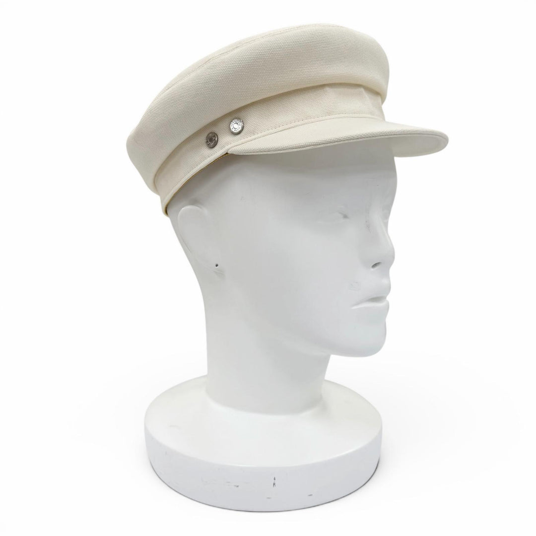 Excellent HERMES Casquette Vauban Serie Metal Ivory cotton Women 57