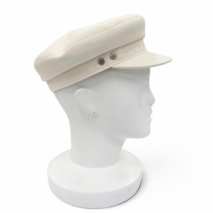 Excellent HERMES Casquette Vauban Serie Metal Ivory cotton Women 57