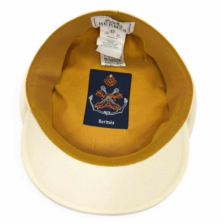 Excellent HERMES Casquette Vauban Serie Metal Ivory cotton Women 57