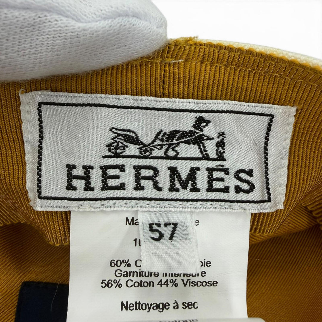 Excellent HERMES Casquette Vauban Serie Metal Ivory cotton Women 57