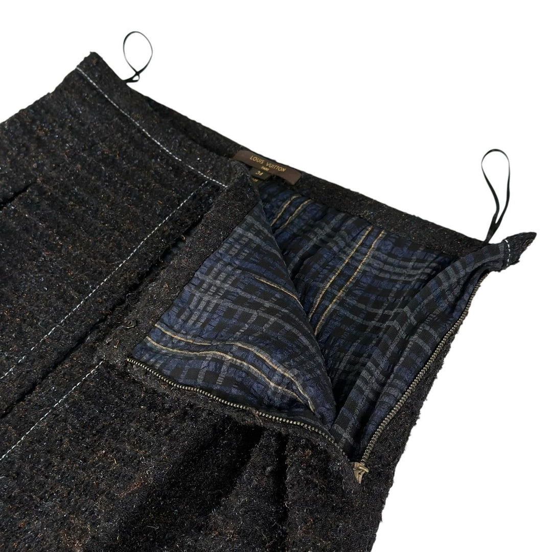 Excellent LOUIS VUITTON skirt Box-Pleated Tweed black acrylic Women FR 34