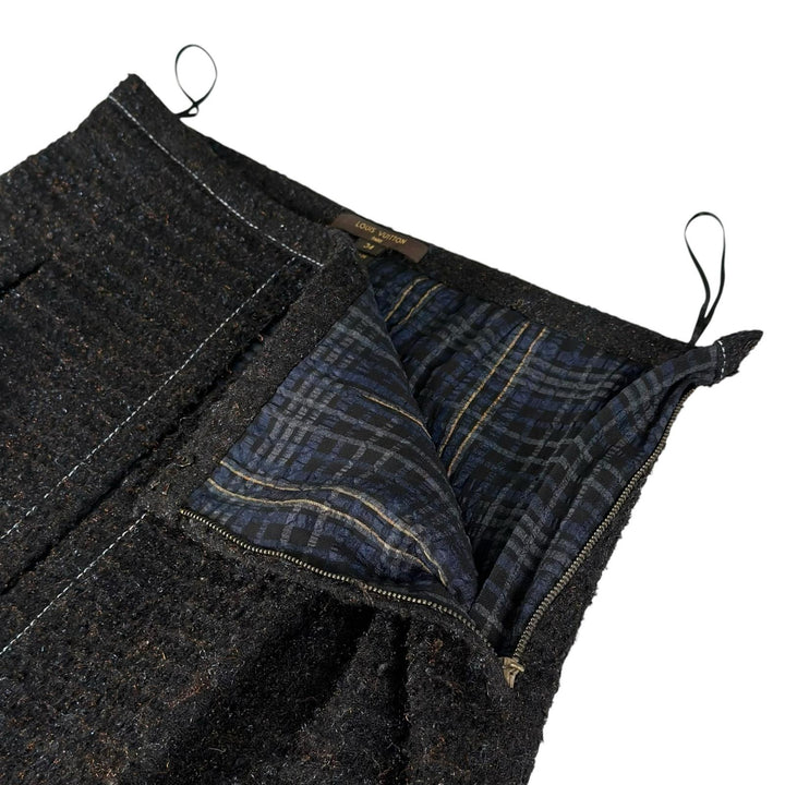 Excellent LOUIS VUITTON skirt Box-Pleated Tweed black acrylic Women FR 34