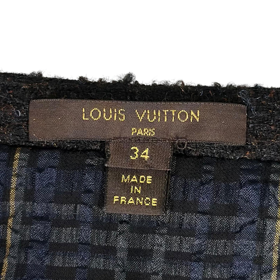 Excellent LOUIS VUITTON skirt Box-Pleated Tweed black acrylic Women FR 34