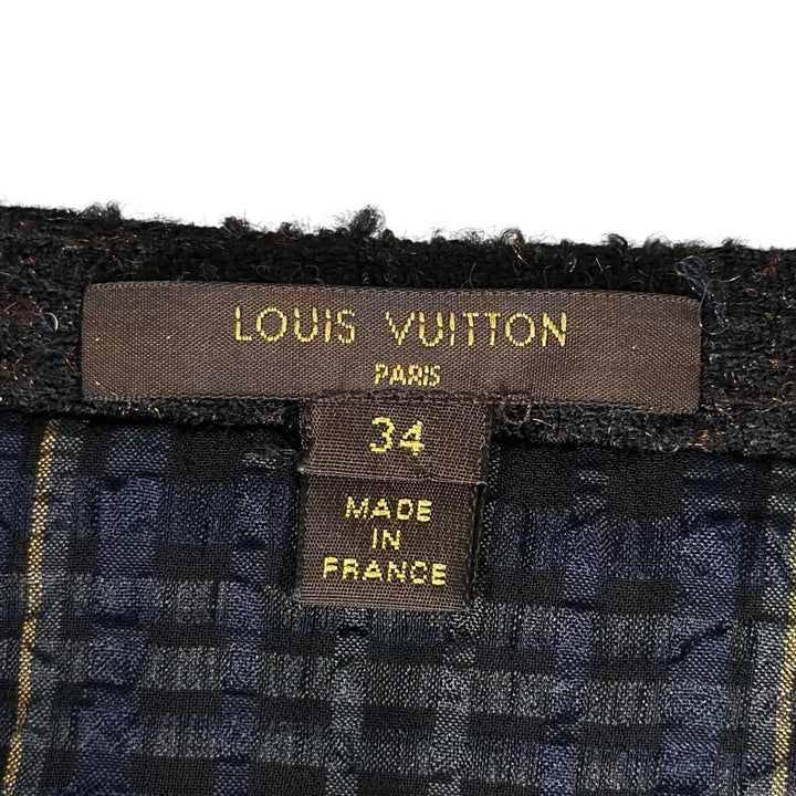 Excellent LOUIS VUITTON skirt Box-Pleated Tweed black acrylic Women FR 34