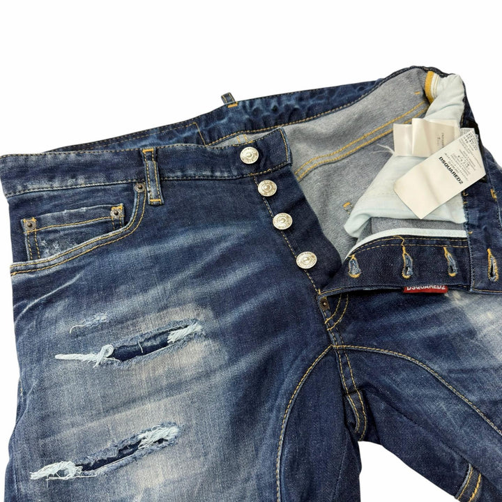 Discounted Great DSQUARED2 Denim pants Tidy Biker Jean Damage processing Indigo blue