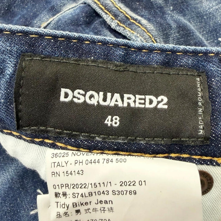 Discounted Great DSQUARED2 Denim pants Tidy Biker Jean Damage processing Indigo blue