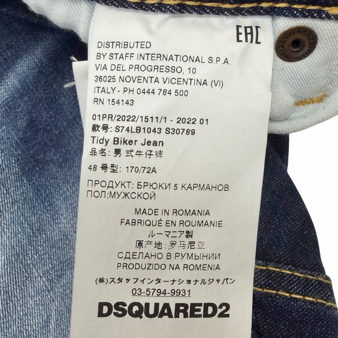 Discounted Great DSQUARED2 Denim pants Tidy Biker Jean Damage processing Indigo blue