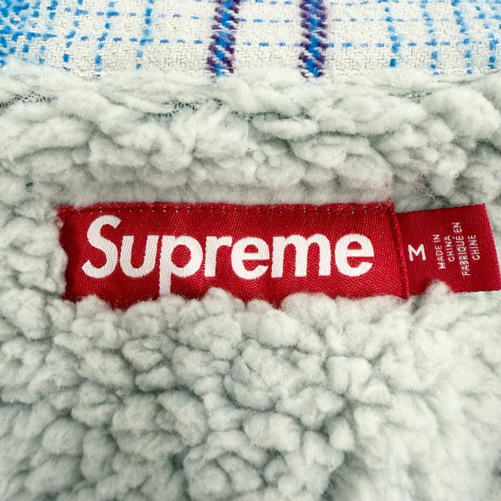 Excellent Supreme Jacket LINED FLANNEL SNAP SHIRT blue cotton mens M
