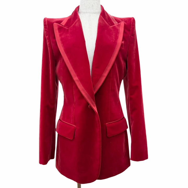Great GUCCI tailored jacket Velvet peaked lapel single jacket Red 40 673899