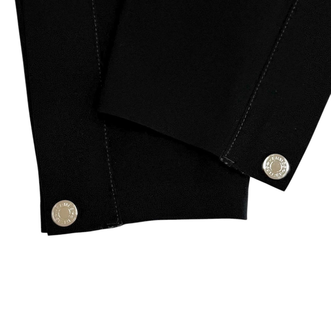 Excellent HERMES Pants Serie Button Leggings black Nylon Women S