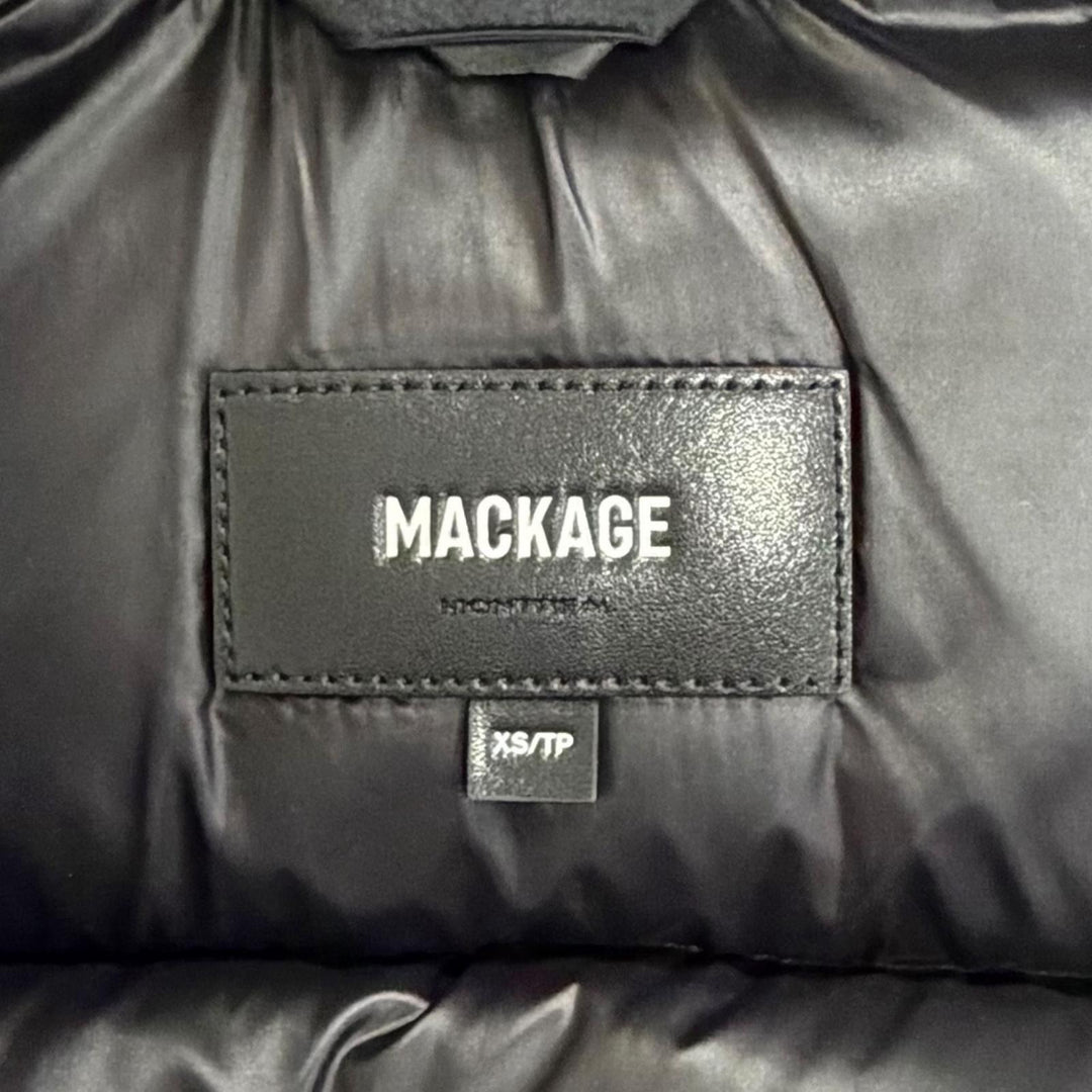 Great MACKAGE Down jacket FREYA Logo patch hooded black Nylon XS 11122246-2A
