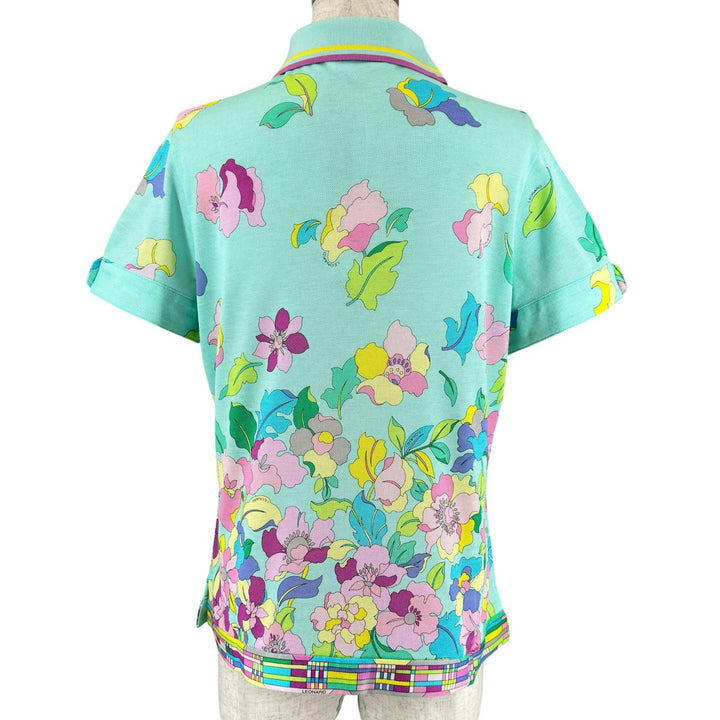 Pristine LEONARD SPORT Short sleeve polo shirt Logo button, flower mesh cotton