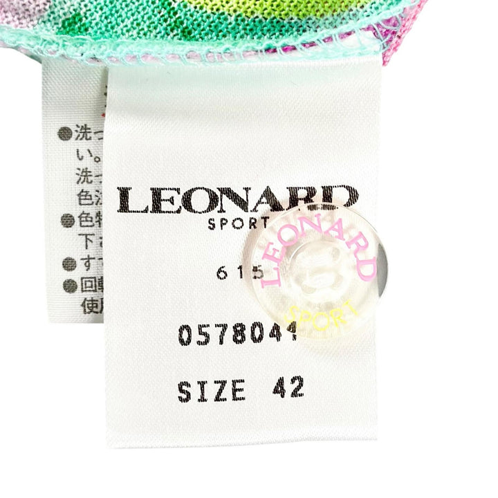Pristine LEONARD SPORT Short sleeve polo shirt Logo button, flower mesh cotton