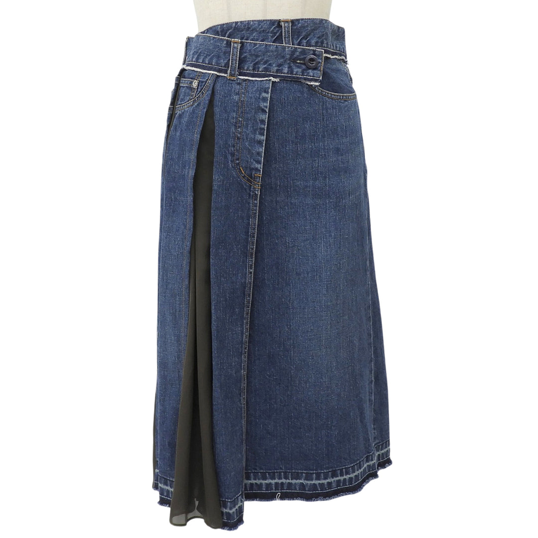 Excellent Sacai skirt Denim wrap skirt with contrasting panels Women 0 21-05475
