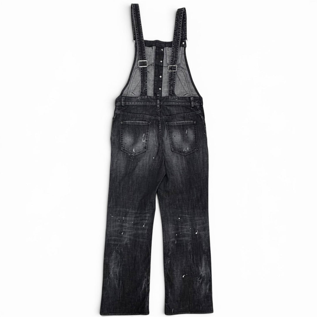 Excellent DSQUARED2 overalls Distressed denim Black series cotton 38 S75FP0152