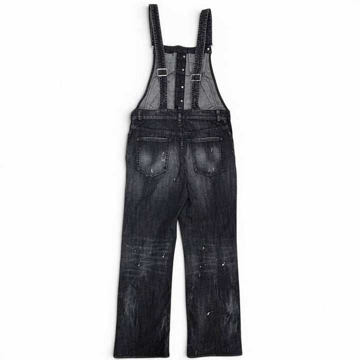 Excellent DSQUARED2 overalls Distressed denim Black series cotton 38 S75FP0152