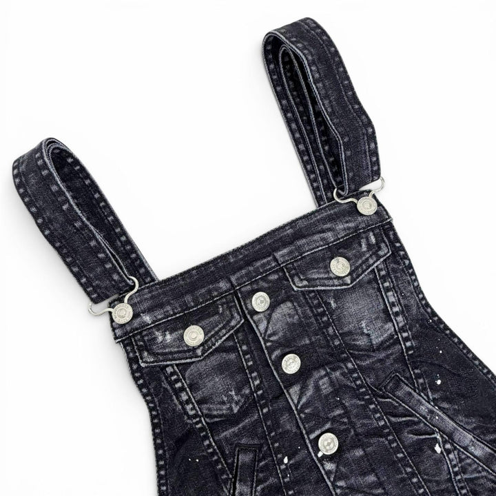 Excellent DSQUARED2 overalls Distressed denim Black series cotton 38 S75FP0152