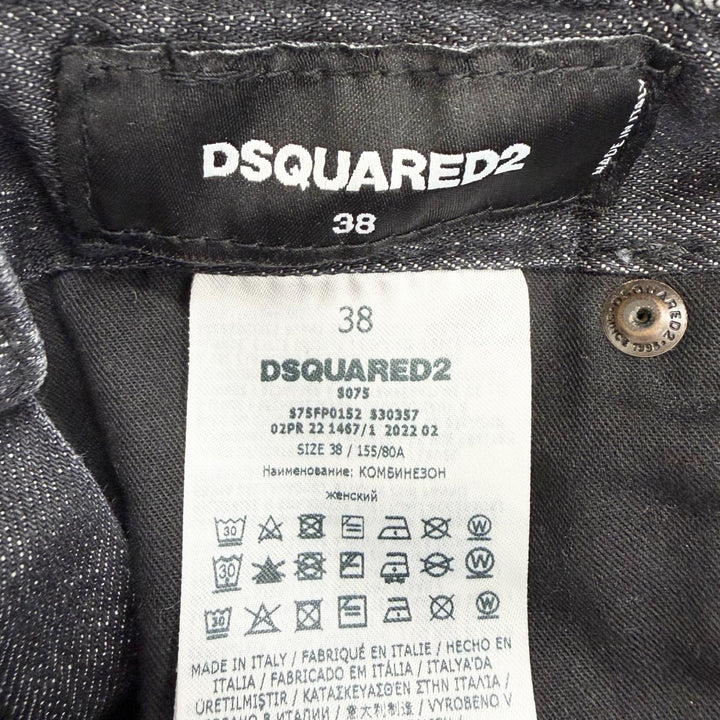 Excellent DSQUARED2 overalls Distressed denim Black series cotton 38 S75FP0152