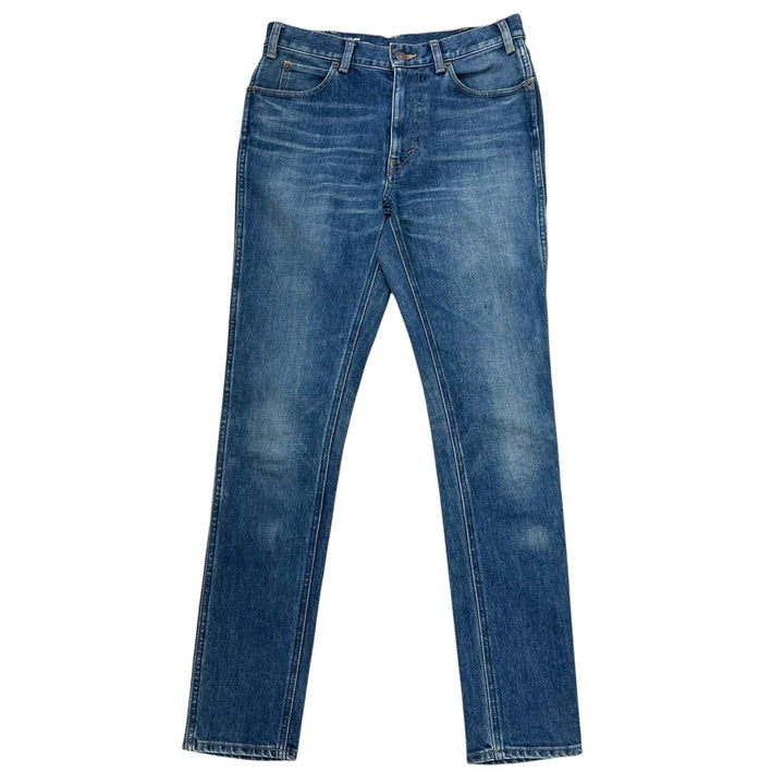 Excellent CELINE Denim pants Logo buttons, washed finish, jeans Indigo Women 28