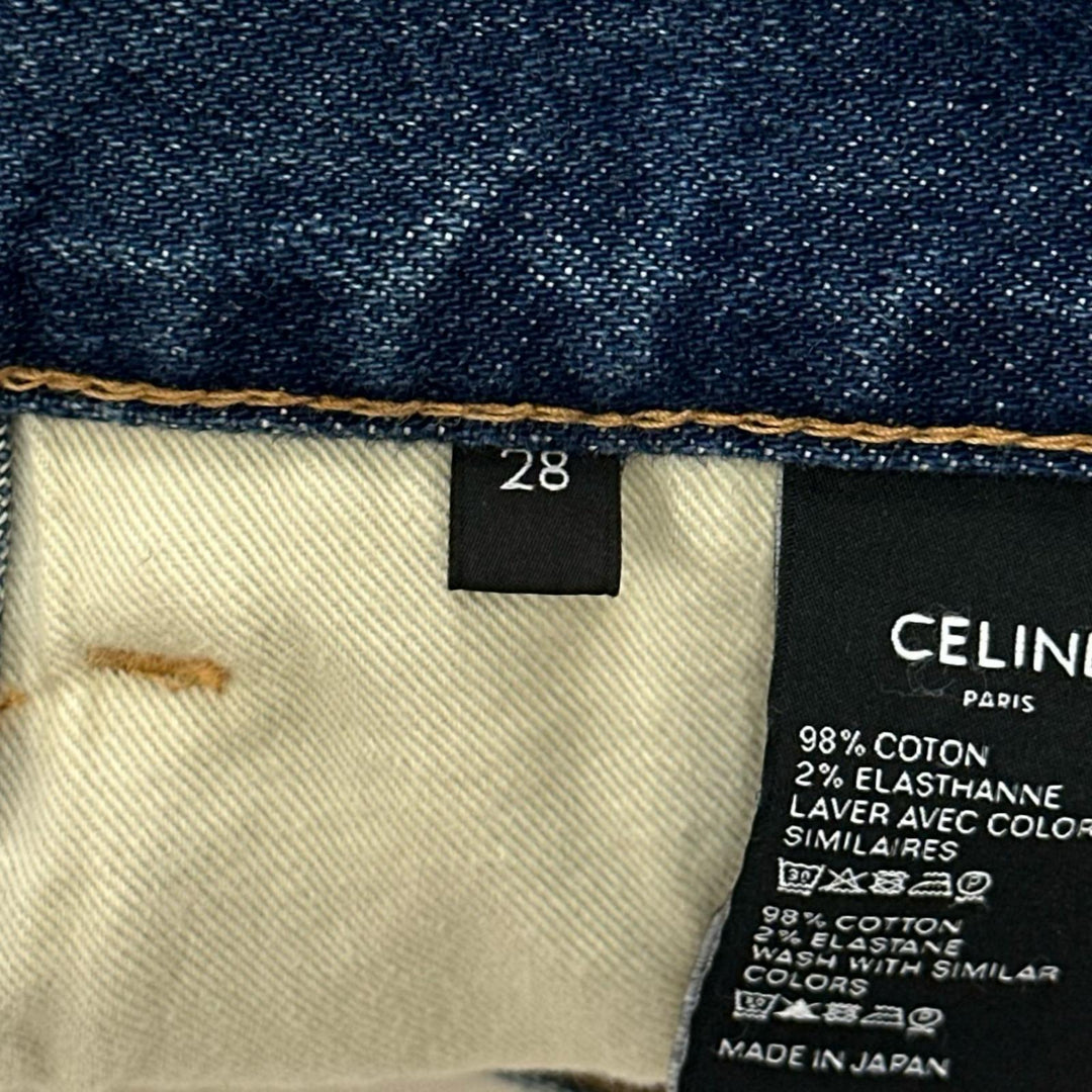 Excellent CELINE Denim pants Logo buttons, washed finish, jeans Indigo Women 28