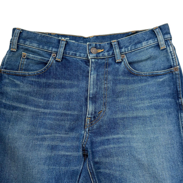 Excellent CELINE Denim pants Logo buttons, washed finish, jeans Indigo Women 28