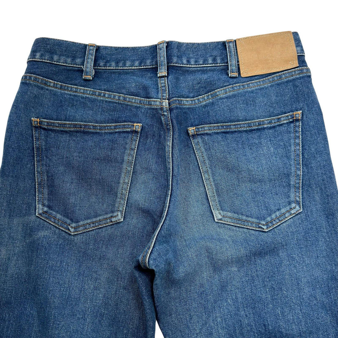 Excellent CELINE Denim pants Logo buttons, washed finish, jeans Indigo Women 28