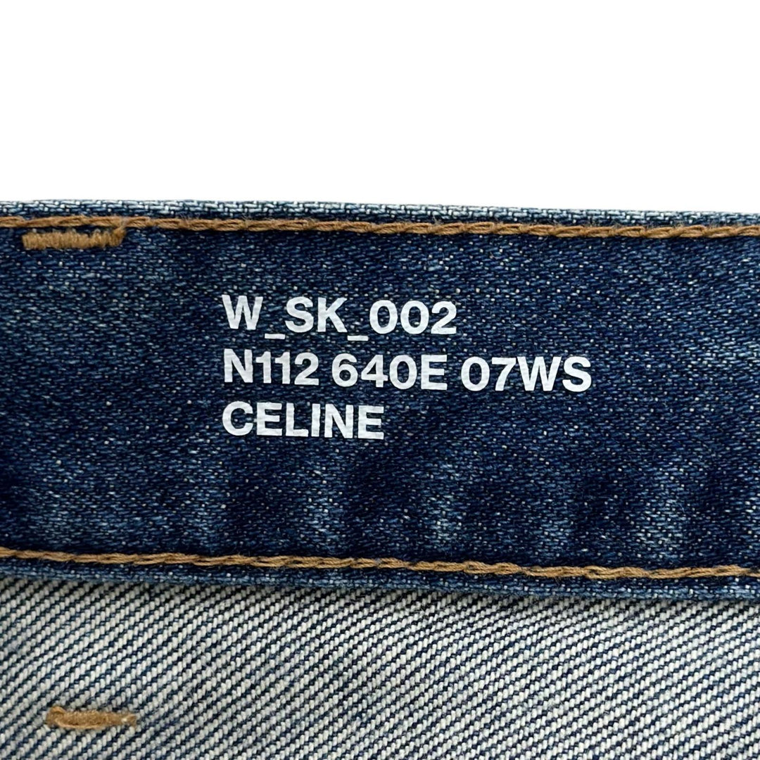 Excellent CELINE Denim pants Logo buttons, washed finish, jeans Indigo Women 28