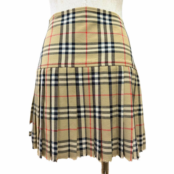 Excellent BURBERRY Nova Check Pattern Pleated Wrap Skirt (Mini Length)38 8025832