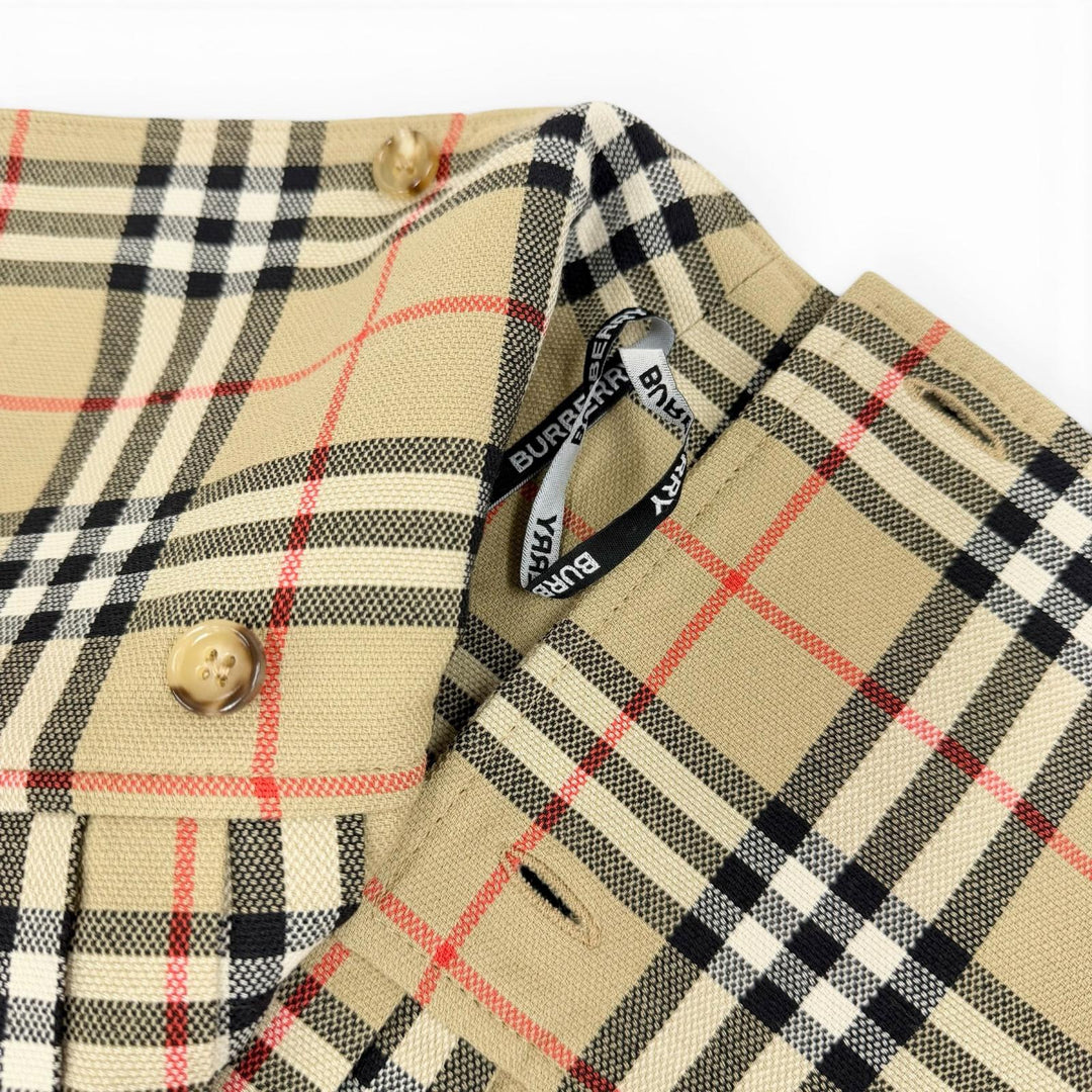 Excellent BURBERRY Nova Check Pattern Pleated Wrap Skirt (Mini Length)38 8025832