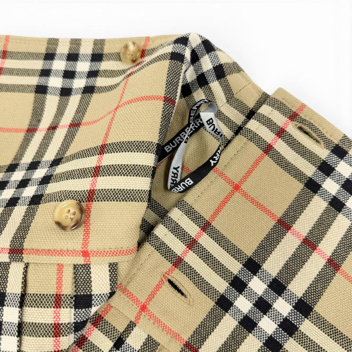 Excellent BURBERRY Nova Check Pattern Pleated Wrap Skirt (Mini Length)38 8025832