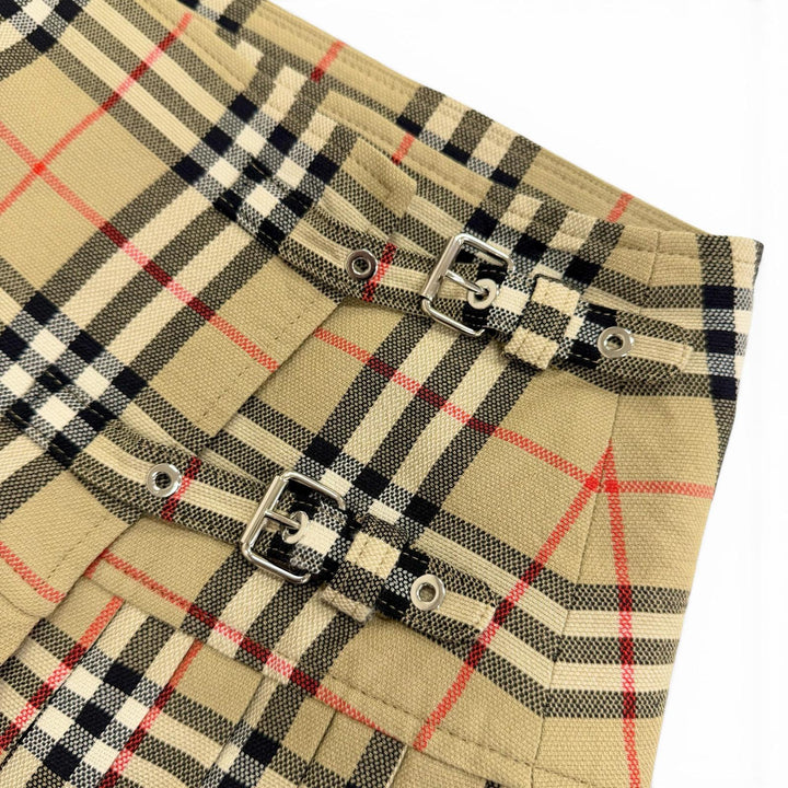 Excellent BURBERRY Nova Check Pattern Pleated Wrap Skirt (Mini Length)38 8025832