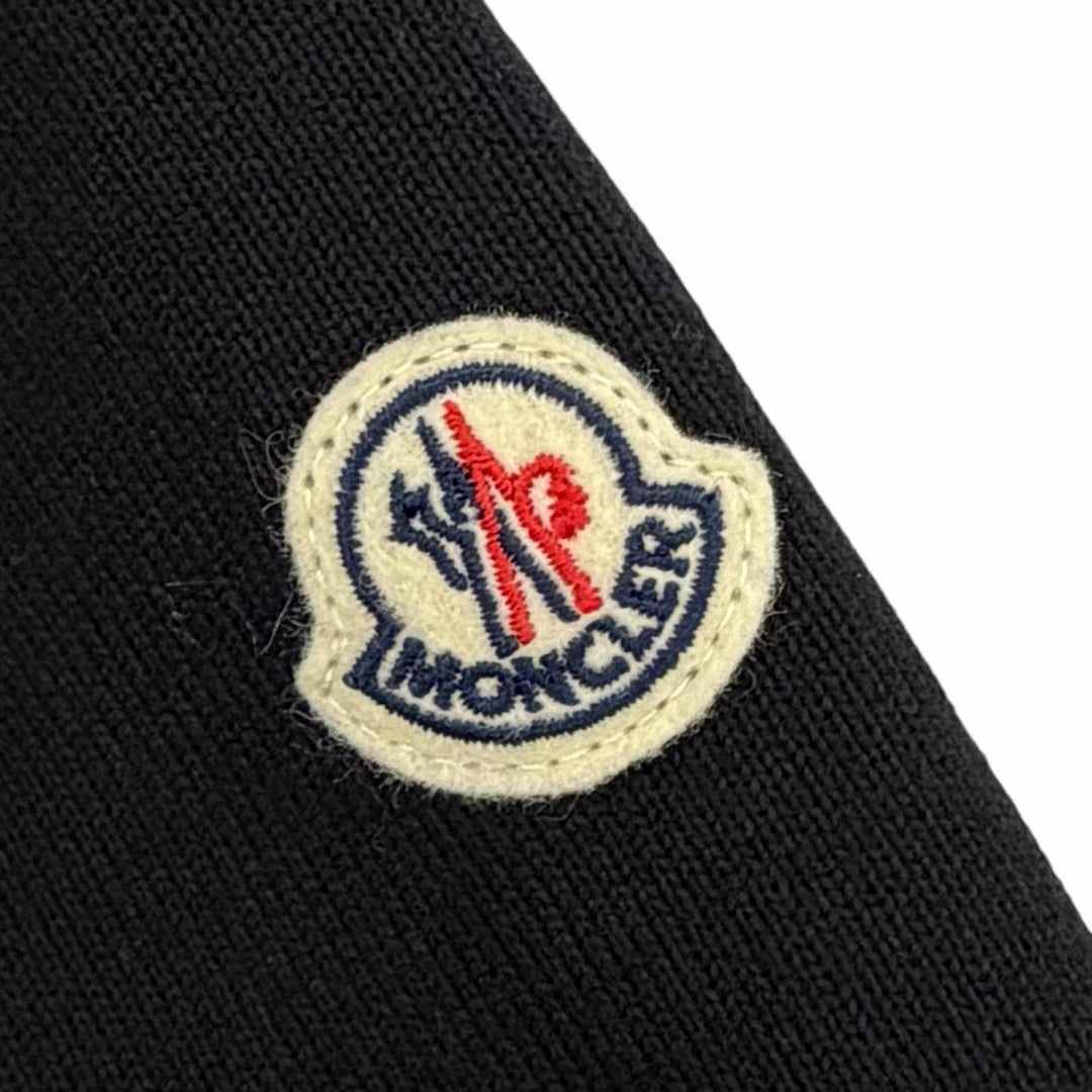 Excellent MONCLER Down jacket CARDIGAN TRICOT Logo patch knit panel zip-up black