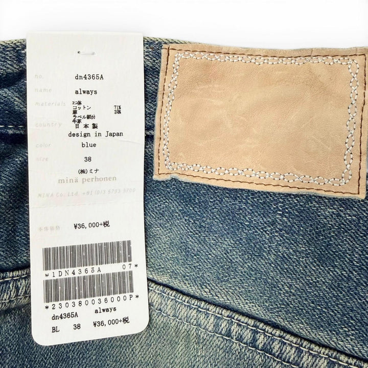 Pristine mina perhonen Denim pants always Roll-up denim Indigo blue 38 dn4365A