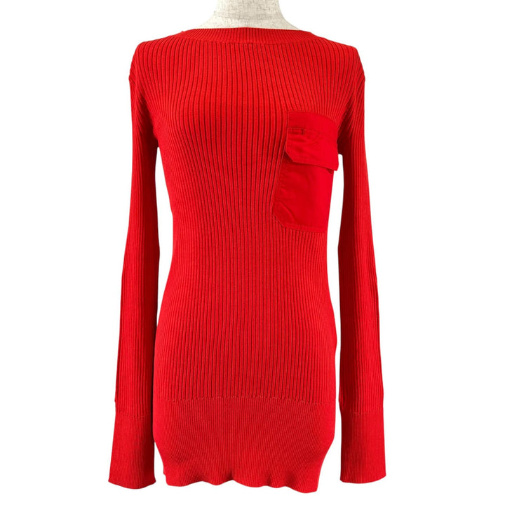 Excellent Sacai knit Nylon docking pocket long rib Red cotton Women 1 21-05552