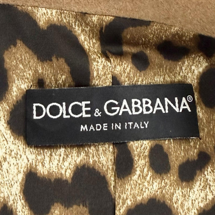 Pristine DOLCE&GABBANA coat Leopard print lining, DG logo Camel 36 F0941T