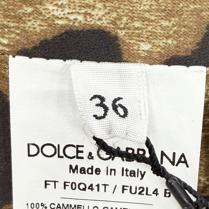 Pristine DOLCE&GABBANA coat Leopard print lining, DG logo Camel 36 F0941T
