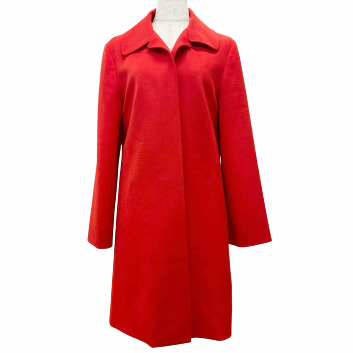 Excellent YOKO CHAN coat Buttonless long Red wool Women 38 YCC-122-175