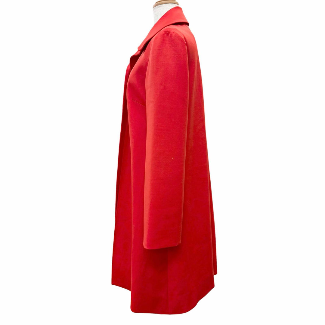 Excellent YOKO CHAN coat Buttonless long Red wool Women 38 YCC-122-175