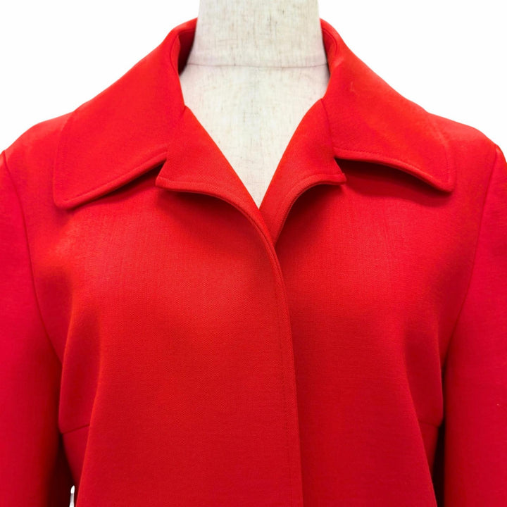 Excellent YOKO CHAN coat Buttonless long Red wool Women 38 YCC-122-175