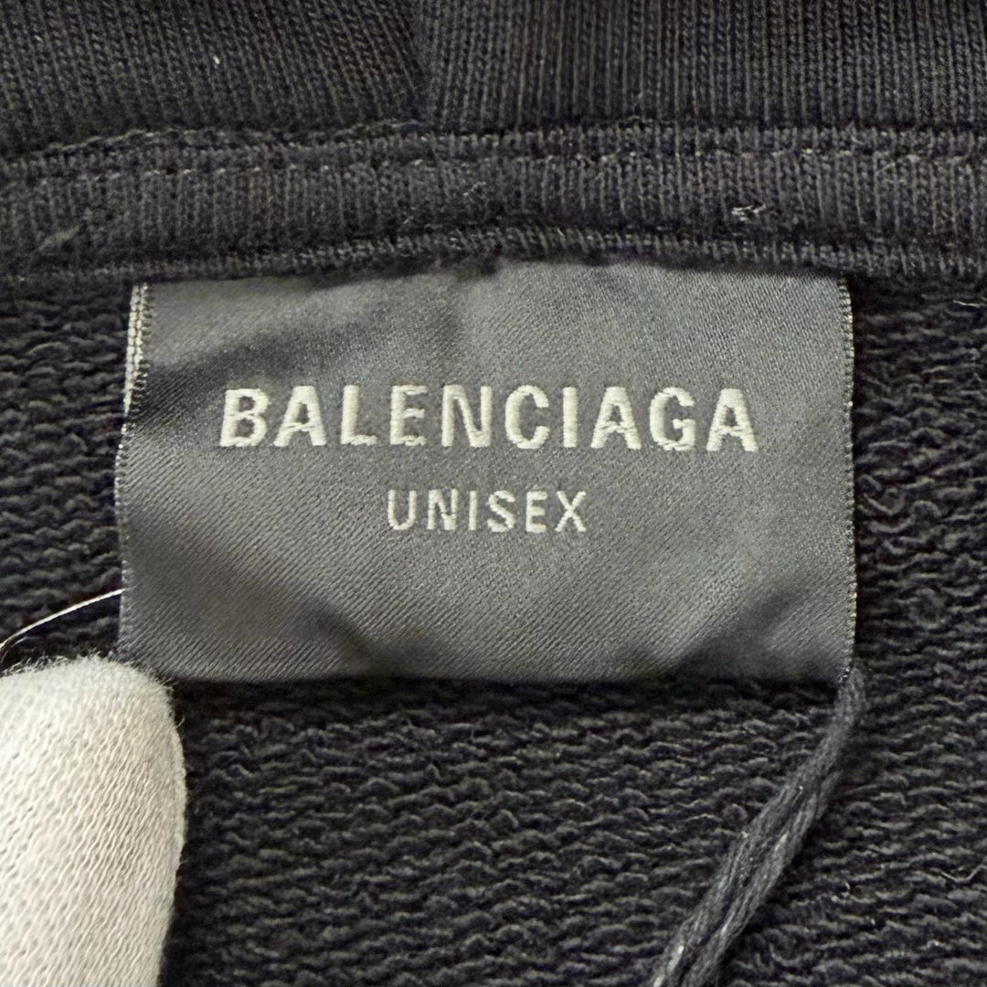 Pristine BALENCIAGA hoodie Campaign logo print pullover black