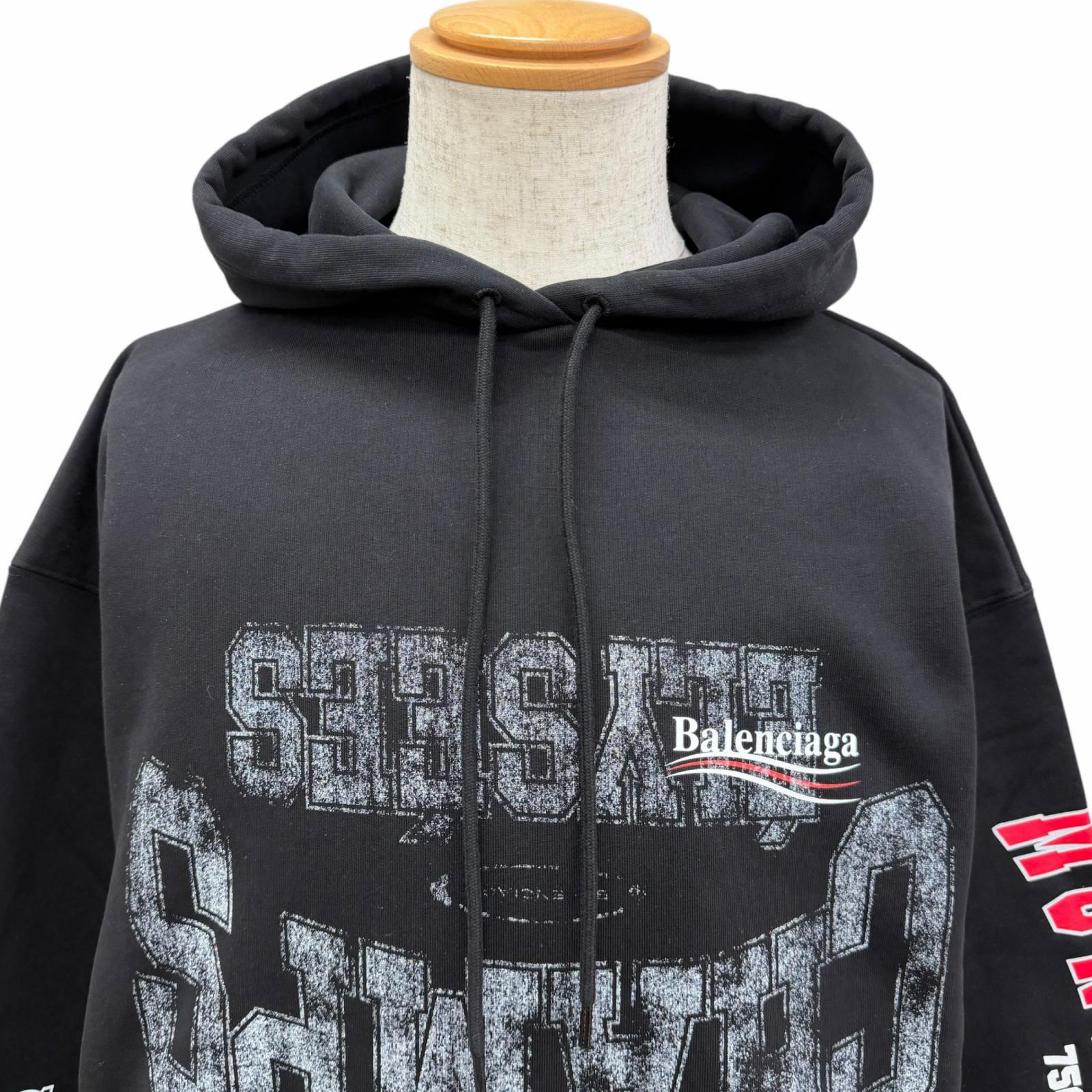 Pristine BALENCIAGA hoodie Campaign logo print pullover black