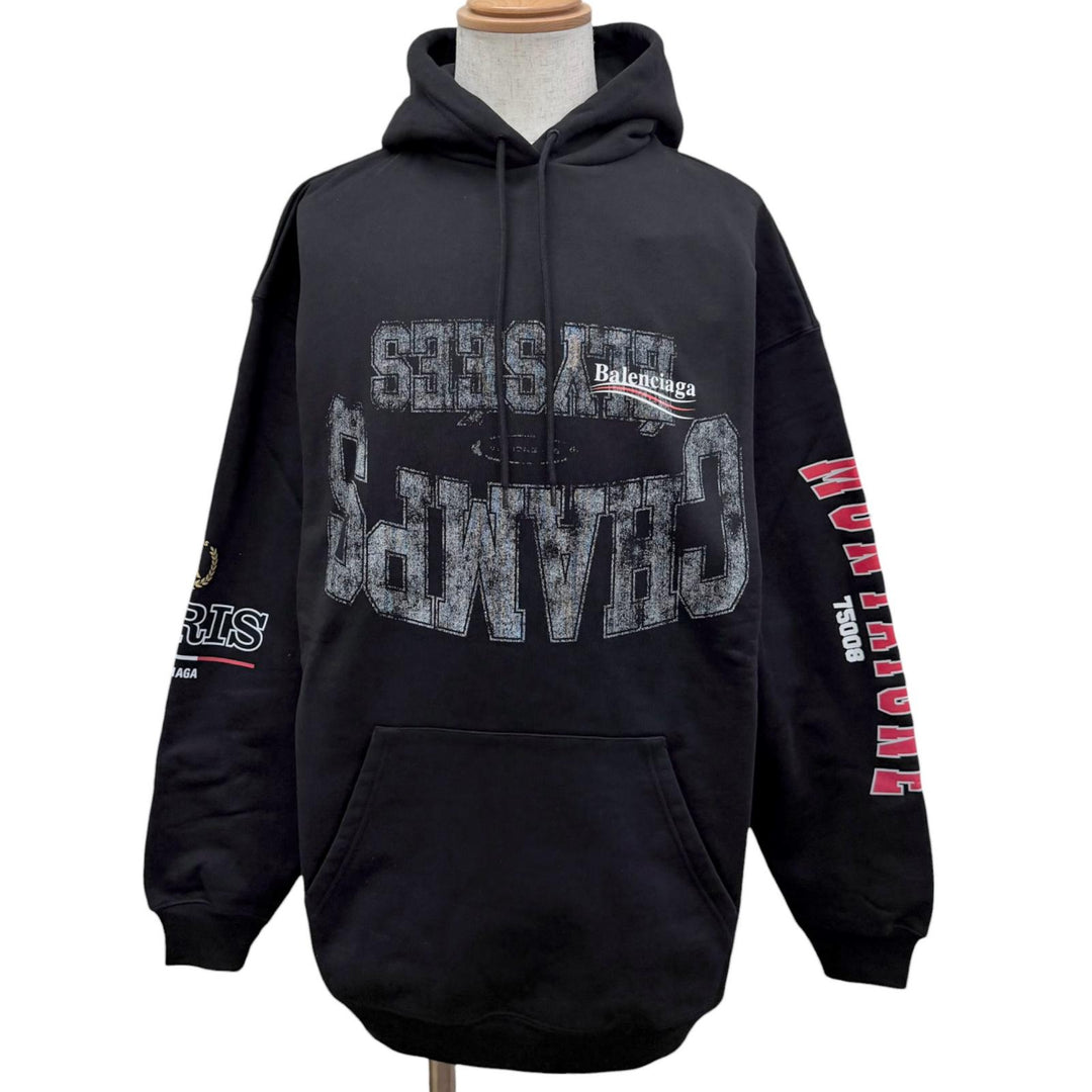 Pristine BALENCIAGA hoodie Campaign logo print pullover black