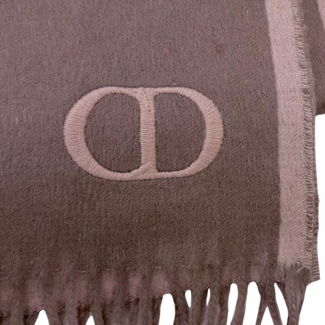 Pristine DIOR Stall CD logo embroidered fringe scarf Pink silk mens 93C0015DH001