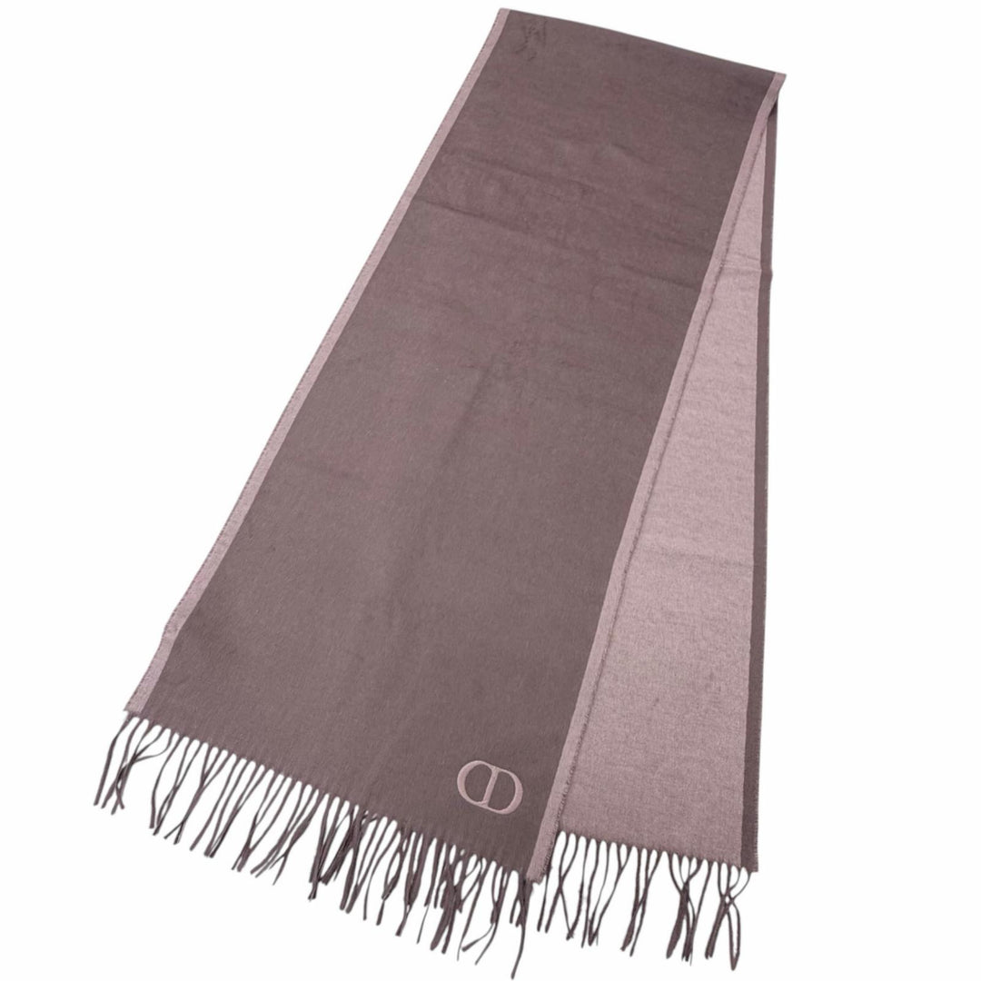 Pristine DIOR Stall CD logo embroidered fringe scarf Pink silk mens 93C0015DH001