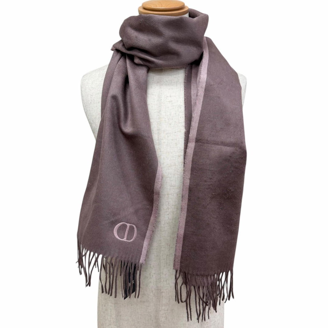 Pristine DIOR Stall CD logo embroidered fringe scarf Pink silk mens 93C0015DH001