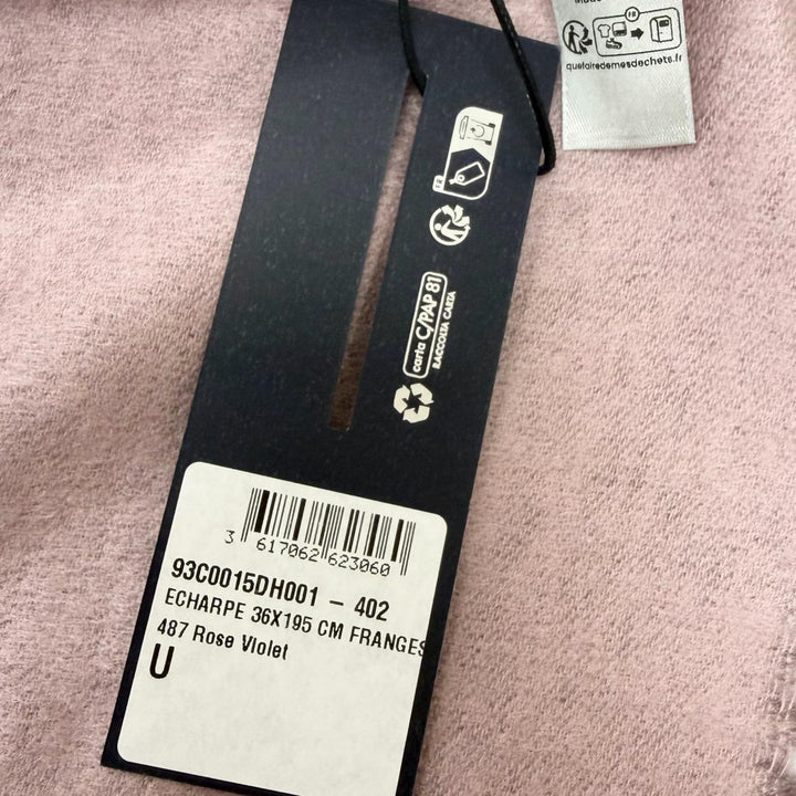 Pristine DIOR Stall CD logo embroidered fringe scarf Pink silk mens 93C0015DH001